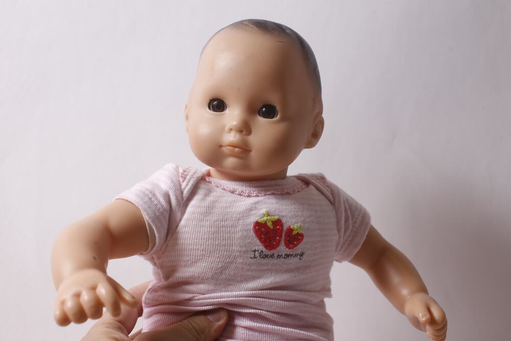 FLAWED American Girl Bitty Baby Doll in pink Bodysuit and Red Pants ~ 260812-WH